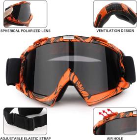 img 2 attached to 🕶️ UV400 Anti-Scratch Motorcycle Goggles: Dust-proof & Fog-resistant | Adjustable Strap & Color Lens | Ideal for ATV, Dirt Bike, Motocross | Adult & Youth | Black Orange Camo