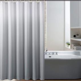 img 4 attached to 🚿 Grey Gradient Textured Fabric Bath Shower Curtain - Ombre Shower Curtains with 12 Hooks, 70 x 72 inch