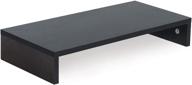 🖥️ wood monitor stand riser - 20 inch, desk riser for tv/screen/pc/printer/laptop, keyboard organizer, black desktop stand, by teamix logo