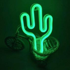 img 2 attached to DANIDEER LED Neon Sign Decoration Lights with Base | Unique Gift for Kids' Bedroom | Green Cactus | Ideal for Any Occasion