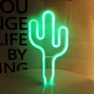 danideer led neon sign decoration lights with base | unique gift for kids' bedroom | green cactus | ideal for any occasion логотип