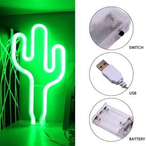 img 1 attached to DANIDEER LED Neon Sign Decoration Lights with Base | Unique Gift for Kids' Bedroom | Green Cactus | Ideal for Any Occasion