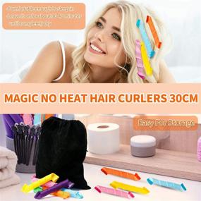 img 2 attached to 🌀 Ultimate Magic Hair Curlers Set: 32 Spiral Pieces for Stunning Wave Curls, Includes Styling Kit & Hooks - Ideal for All Hair Types - Spiral Curls 55cm/22inch