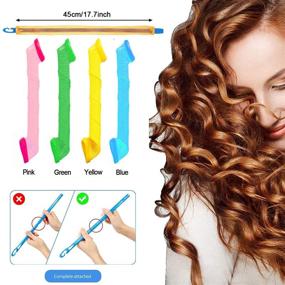 img 3 attached to 🌀 Ultimate Magic Hair Curlers Set: 32 Spiral Pieces for Stunning Wave Curls, Includes Styling Kit & Hooks - Ideal for All Hair Types - Spiral Curls 55cm/22inch