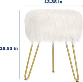 img 2 attached to 🛋️ Furry Vanity Stool Chair with Metal Legs - Stylish Makeup Ottoman for Living Room, Bedroom, Kids Room - White