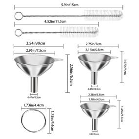 img 3 attached to 🍳 6 Piece Stainless Steel Mini Funnels for Kitchen - Large, Small, and Tiny Funnel Set of 3 - Food Grade Metal Cooking Powder Flask Funnels for Bottles, Liquor, Water, Spice - Includes 2 Cleaning Brushes