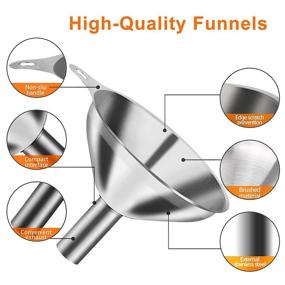 img 2 attached to 🍳 6 Piece Stainless Steel Mini Funnels for Kitchen - Large, Small, and Tiny Funnel Set of 3 - Food Grade Metal Cooking Powder Flask Funnels for Bottles, Liquor, Water, Spice - Includes 2 Cleaning Brushes