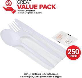 img 3 attached to 🍽️ Stock Your Home 250 Count Plastic Cutlery Packets with Salt & Pepper- Wrapped Cutlery for Take Out, Delivery & Restaurants