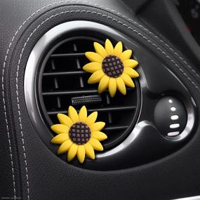 img 1 attached to 🌻 2xPACK Sunflower Car Accessories: Charming Air Freshener & Decorative Clip for Girasoles Lovers!