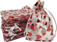 ❤️ ankirol 100pcs red heart organza bags: romantic valentine's day wedding favor bags, 5x7 inch logo