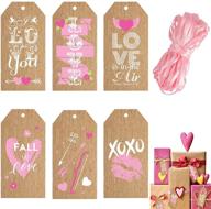 💕 whaline pink corrugated paper gift tags 90pcs love heart hanging labels for valentine's day party favor, wedding anniversary, diy crafts - 6 design with pink string, 2 x 4 inches logo