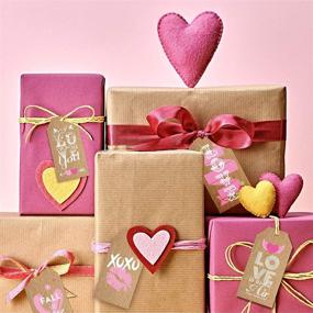 img 1 attached to 💕 Whaline Pink Corrugated Paper Gift Tags 90Pcs Love Heart Hanging Labels for Valentine's Day Party Favor, Wedding Anniversary, DIY Crafts - 6 Design with Pink String, 2 x 4 inches