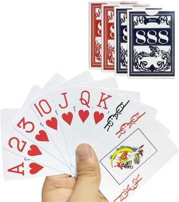 img 4 attached to 🃏 Premium Waterproof Plastic Playing Cards - Jumbo Index for Pool, Beach, and Water Games (2 Blue + 2 Red)