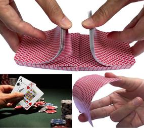 img 1 attached to 🃏 Premium Waterproof Plastic Playing Cards - Jumbo Index for Pool, Beach, and Water Games (2 Blue + 2 Red)