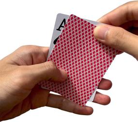 img 3 attached to 🃏 Premium Waterproof Plastic Playing Cards - Jumbo Index for Pool, Beach, and Water Games (2 Blue + 2 Red)