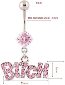 img 1 attached to Dazzling Pink Crystal Letter Body 💎 Piercing Jewelry: Richbest Dangle Delly Button Rings 14G