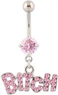 dazzling pink crystal letter body 💎 piercing jewelry: richbest dangle delly button rings 14g logo