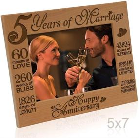 img 2 attached to 🖼️ KATE POSH 5th Anniversary Wood Picture Frame - Engraved Natural Solid Wood Photo Frame for 5 Years of Marriage (5x7-Horizontal)