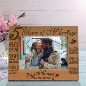 img 1 attached to 🖼️ KATE POSH 5th Anniversary Wood Picture Frame - Engraved Natural Solid Wood Photo Frame for 5 Years of Marriage (5x7-Horizontal)