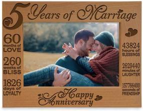 img 4 attached to 🖼️ KATE POSH 5th Anniversary Wood Picture Frame - Engraved Natural Solid Wood Photo Frame for 5 Years of Marriage (5x7-Horizontal)