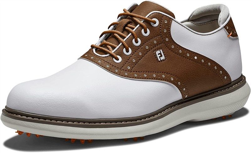 footjoy mens traditions white brown 标志