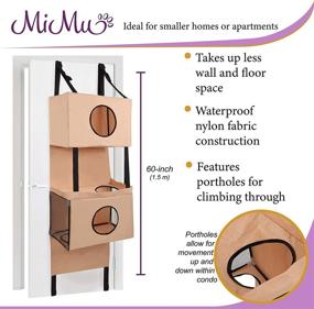 img 1 attached to 🐱 MiMu Door Hanging Cat Tower: Space-Saving Door Mount Cat Condo and Playhouse for Climbing and Playtime!