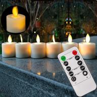 🔥 rf remote-operated battery tea lights: flickering led flameless candles with timer, ideal for enhancing outdoor, table, and party decorations логотип