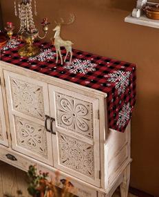 img 2 attached to 🎅 Stylish Home Dresser Scarves for Christmas with Snowflake Design