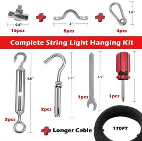 img 3 attached to 🌐 Globe String Light Suspension Kit: Complete Hanging Solution for Indoor and Outdoor Lights, Patio, Garden - Includes 170ft Cable Guide Wire, Mounting Hardware, Stainless Steel Turnbuckles, and Hooks