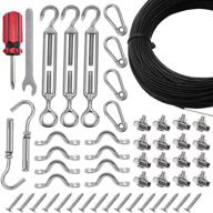 🌐 globe string light suspension kit: complete hanging solution for indoor and outdoor lights, patio, garden - includes 170ft cable guide wire, mounting hardware, stainless steel turnbuckles, and hooks logo