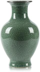 img 4 attached to 🏺 Exquisite Green Chinese Ceramic Art Handmade Antique Ice Crack Glaze Vase - Big China Porcelain Flower Bottle Vase for Stunning Home Decoration