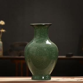 img 1 attached to 🏺 Exquisite Green Chinese Ceramic Art Handmade Antique Ice Crack Glaze Vase - Big China Porcelain Flower Bottle Vase for Stunning Home Decoration