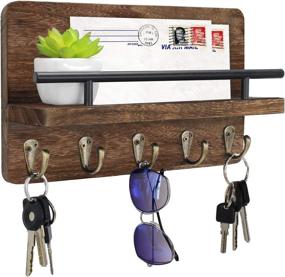 img 4 attached to 🔑 Organize Your Entryway with a Stylish Key and Mail Holder for Wall - Featuring a Mail Shelf, Key Rack, Decorative Wall Organizer, and 5 Key Hooks