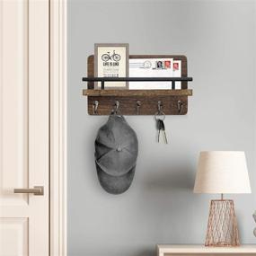 img 2 attached to 🔑 Organize Your Entryway with a Stylish Key and Mail Holder for Wall - Featuring a Mail Shelf, Key Rack, Decorative Wall Organizer, and 5 Key Hooks