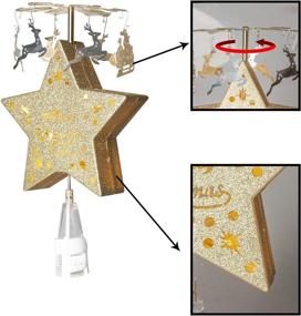 img 1 attached to 🌟 PEIDUO Christmas Clearance: Godlen Star Whirligig - Warm White Light Hollow Star Carousel Tree Topper for Christmas Tree