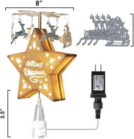 img 2 attached to 🌟 PEIDUO Christmas Clearance: Godlen Star Whirligig - Warm White Light Hollow Star Carousel Tree Topper for Christmas Tree