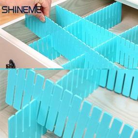 img 2 attached to ShineMe Drawer Dividers 8Pcs Adjustable Plastic Divider Household Storage Thickening Sub-Grid Finishing Shelves For Home Tidy Closet Stationary Makeup Socks Underwear Scarves Organizer (Blue)