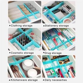 img 1 attached to ShineMe Drawer Dividers 8Pcs Adjustable Plastic Divider Household Storage Thickening Sub-Grid Finishing Shelves For Home Tidy Closet Stationary Makeup Socks Underwear Scarves Organizer (Blue)