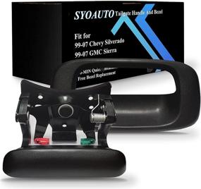 img 4 attached to 🔧 SYOAUTO Задняя дверца ручки и обрамление для Chevrolet Silverado GMC Sierra 1999-2007 - черный текстурированный - Заменяет OEM 15997911, 15228539, 15228541, 15228540