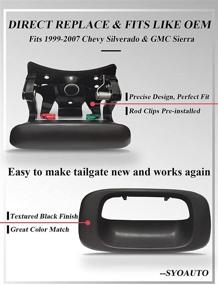 img 3 attached to 🔧 SYOAUTO Задняя дверца ручки и обрамление для Chevrolet Silverado GMC Sierra 1999-2007 - черный текстурированный - Заменяет OEM 15997911, 15228539, 15228541, 15228540