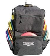 ultimate disc golf backpack with built-in oversize cooler - all day throwback pack - bag holds 16 frisbee discs logo