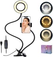 📸 keayeo 3.5-inch selfie ring light: clamp and phone holder for live streaming, makeup videos, photography. clip-on reading light with flexible arms, gooseneck ring light: 3 light modes, 39 brightness levels. логотип