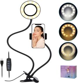 img 4 attached to 📸 KEAYEO 3.5-Inch Selfie Ring Light: Clamp and Phone Holder for Live Streaming, Makeup Videos, Photography. Clip-On Reading Light with Flexible Arms, Gooseneck Ring Light: 3 Light Modes, 39 Brightness Levels.