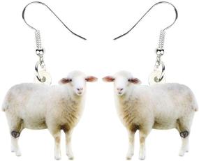 img 4 attached to 🐑 WEVENI Acrylic Cute Sheep Lamb Earrings - Dangle Drop Fashion Jewelry for Women, Girls, Ladies - Charming & Unique Gift