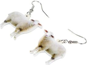 img 2 attached to 🐑 WEVENI Acrylic Cute Sheep Lamb Earrings - Dangle Drop Fashion Jewelry for Women, Girls, Ladies - Charming & Unique Gift