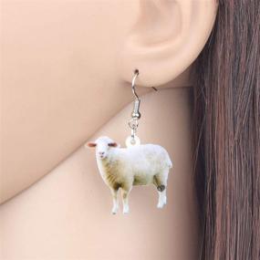 img 3 attached to 🐑 WEVENI Acrylic Cute Sheep Lamb Earrings - Dangle Drop Fashion Jewelry for Women, Girls, Ladies - Charming & Unique Gift