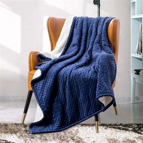 img 3 attached to 🔥 Wemore Heated Blanket Throw for Office and Home - Soft Minky Electric Blanket with Fuzzy Sherpa - ETL Certified - 6 Heating Levels & 8 Timer Settings - Keeping Shoulders, Laps, and Knees Warm - 50"×60" - Navy