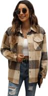 women's qiaomai khaki xl pocketed flannel shacket overshirt - ideal for coats, jackets & vests logo