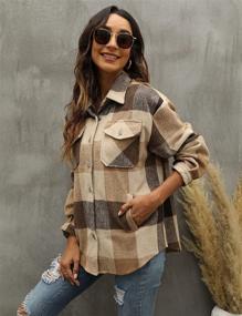 img 2 attached to Women's Qiaomai Khaki XL Pocketed Flannel Shacket Overshirt - Ideal for Coats, Jackets & Vests