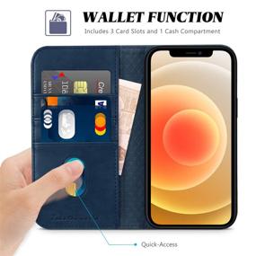 img 2 attached to 📱 Premium TUCCH iPhone 12 Pro/iPhone 12 5G Folio Case: Dark Blue PU Leather Wallet with Kickstand, Card Slot, and Protective Interior TPU Case - Compatible with iPhone 12 /iPhone 12 Pro 6.1-inch
